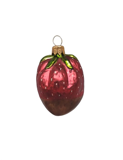 CHOCOLATE DIPPED STRAWBERRY GLASS ORNAMENT