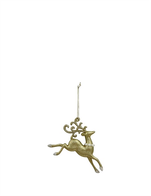 12CM GOLD LEAPING SHATTERPROOF REINDEER ORNAMENT