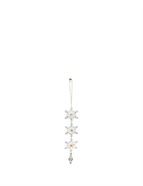 23CM PLASTIC 3PS SNOWFLAKE DANGLE ORNAMENT