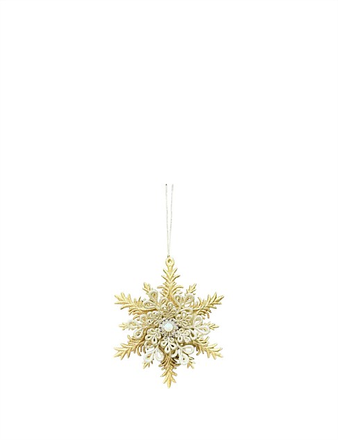 14CM PLASTIC GOLD SNOWFLAKE ORNAMENT