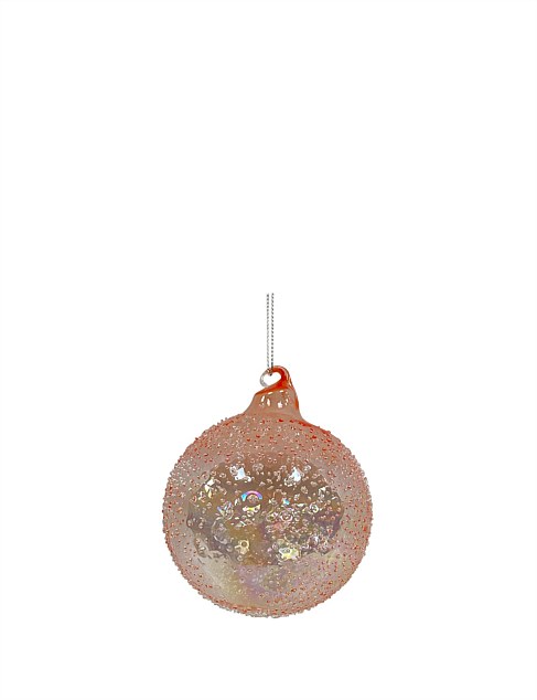 9CM PINK SPECKLE GLASS BAUBLE