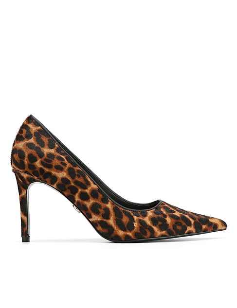 SKY Cognac Leopard Print Leather Pump