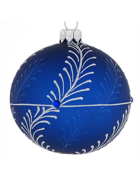 8cm Semi Transparent Navy European Glass Bauble