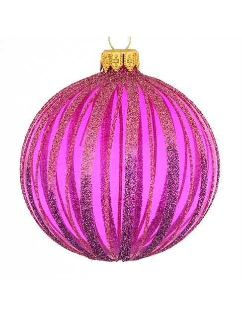 8cm Semi Transparent Pink Ombre European Glass Bauble