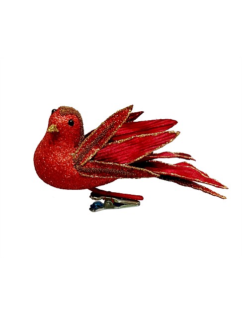 20cm Fabric Red Bird Clip on Ornament