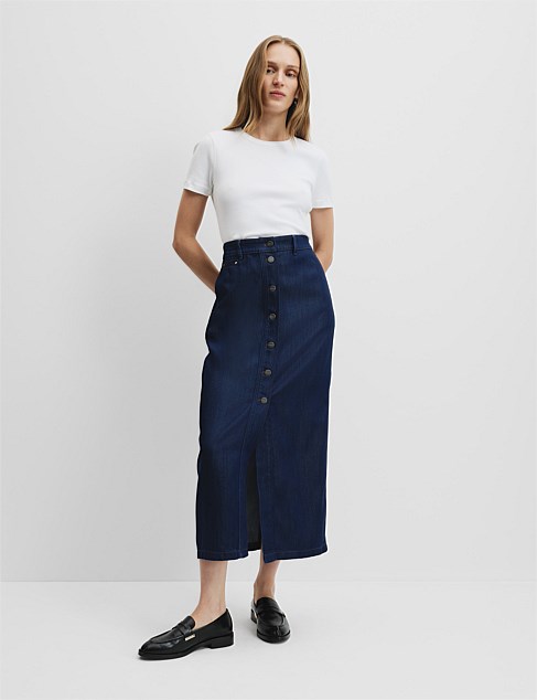 Soft Denim Maxi Skirt