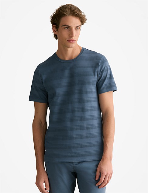 Cotton Jacquard Textured Stripe T-shirt