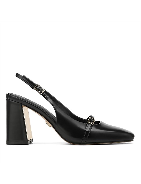 TABBY Black Leather Slingback