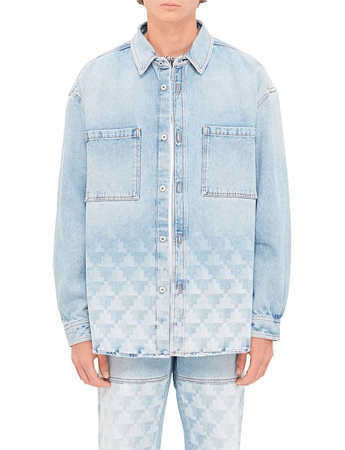 LASER CROSS DENIM OVERSHIRT