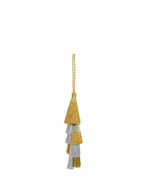 16CM GOLDEN LUREX TASSEL TREE ORNAMENT