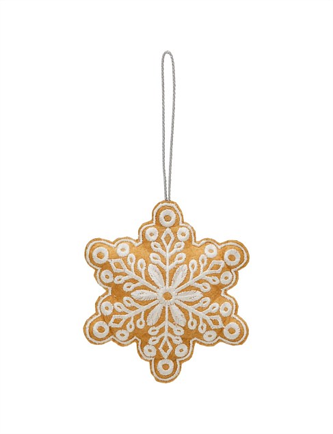 11CM EMBROIDERED SNOWFLAKE TREE ORNAMENT