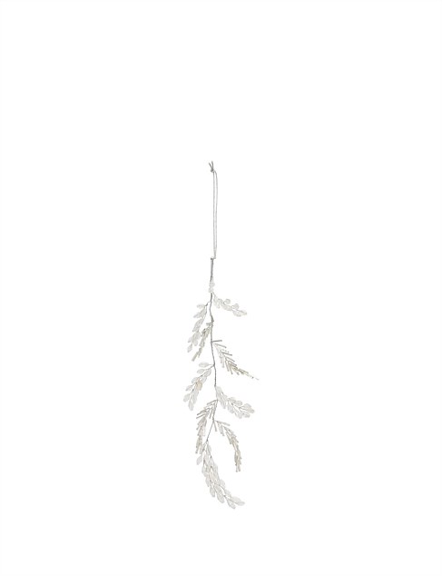 30CM SILVER GLASS BEAD LEAF SPRAY TREE ORNAMENT