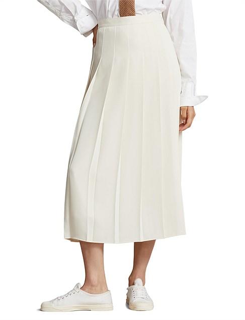 SATIN PLEATED A-LINE MIDI SKIRT