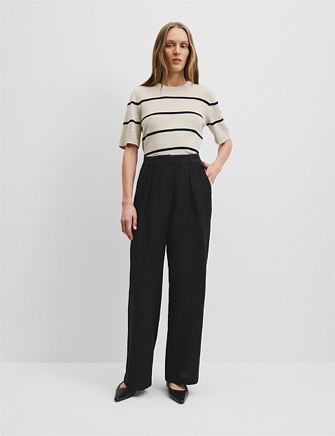 Organically Grown Linen Tuck Front Pant