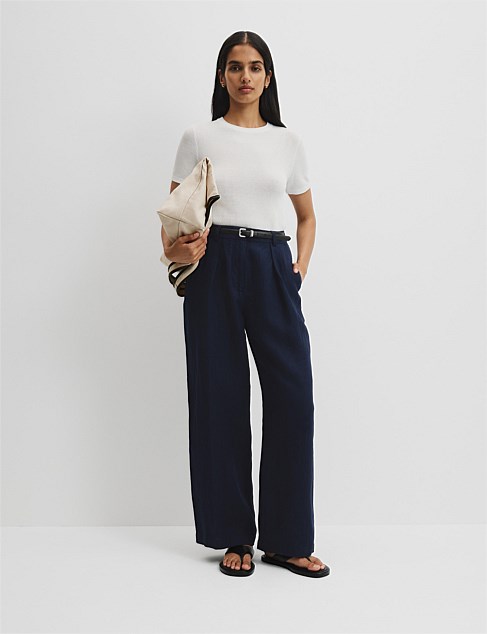 Organically Grown Linen Tuck Front Pant