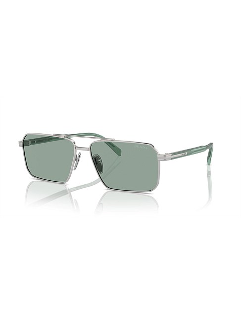 Rectangle SILVER PETROL GREEN Sunglasses