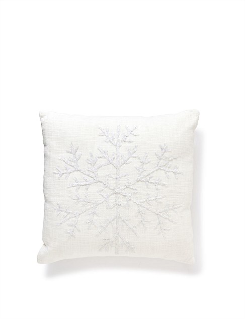 45CM SILVER LUREX FLECKED SNOWFLAKE COTTON SLUB CUSHION