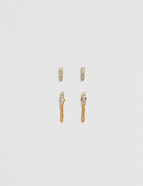 Crystal Bar Stud Earring Pack