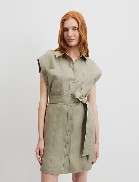 Organically Grown Linen Pocket Detail Dress