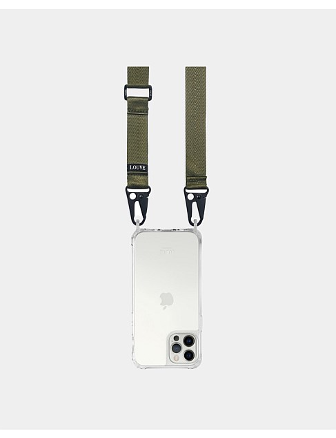 iPhone 14 Clear Case & Olive Lanyard