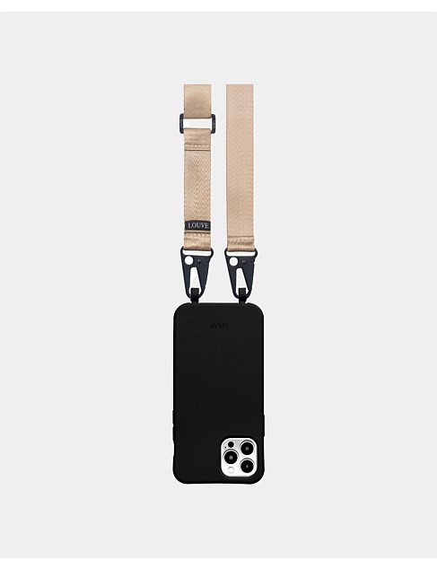 iPhone 15 Pro Max Black Case & Nude Lanyard