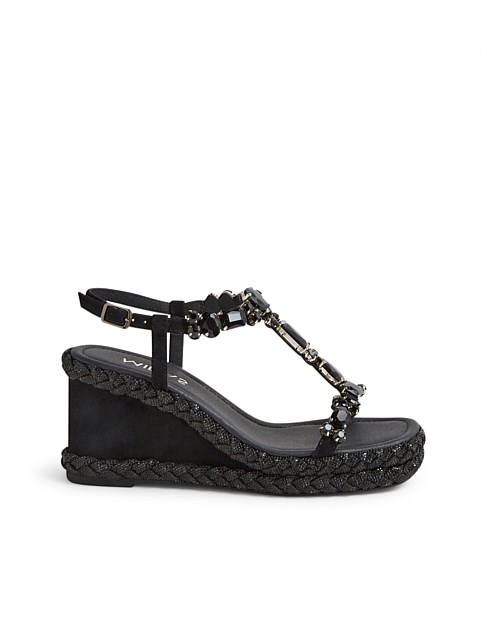 Vonto Black Suede Jewels Sandals