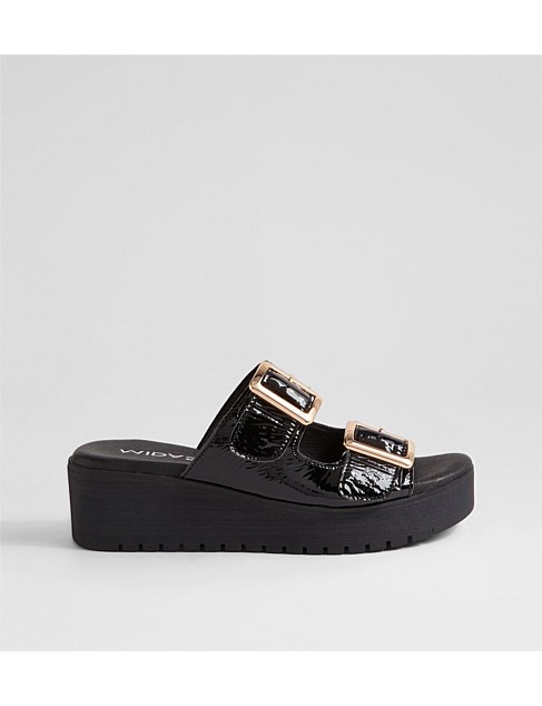 Oxen Black Patent Leather Slides