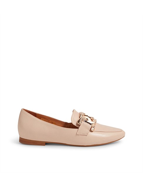 Symona Nude Leather Loafers