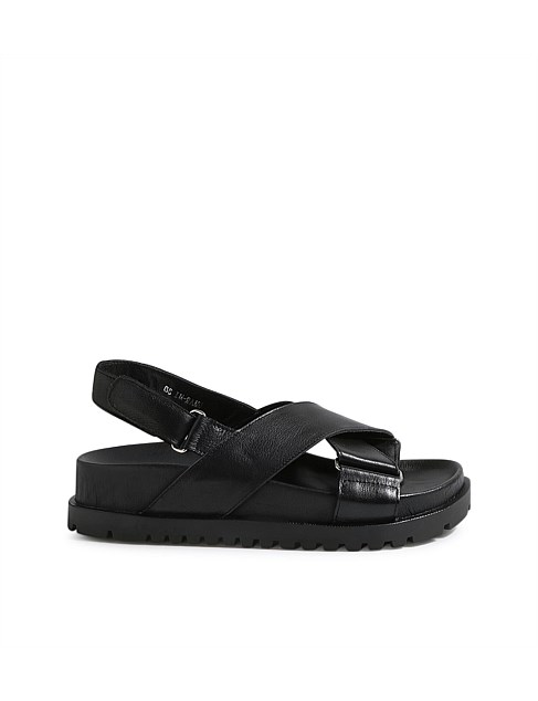 Umar Black Leather Sandals