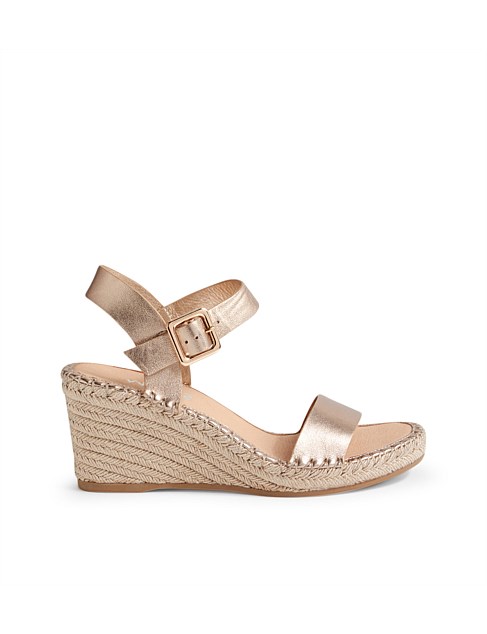 Georgi Champagne Rope Leather Espadrilles