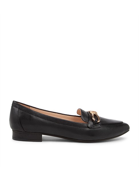 Daylan Black Leather Flat Shoes