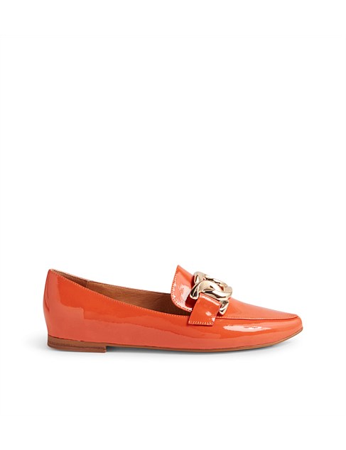 Symona Orange Patent Leather Loafers