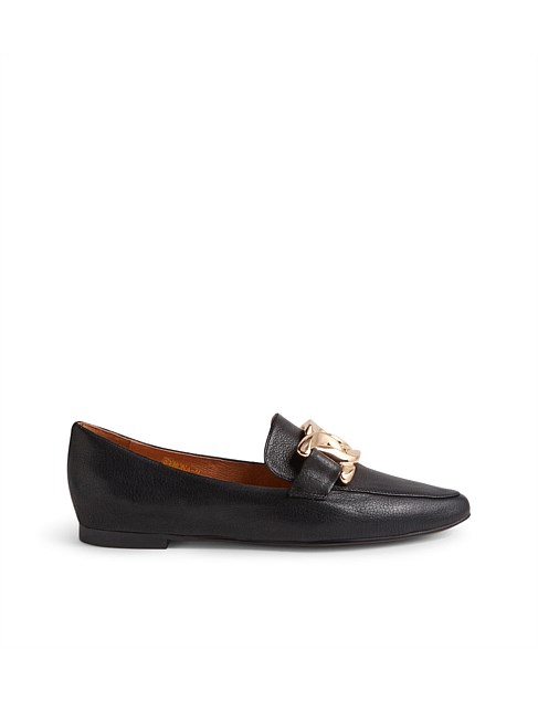 Symona Black Leather Loafers