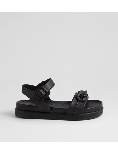 Metoo Black Leather Sandals