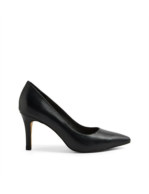 Berri Black Leather Pump Heels