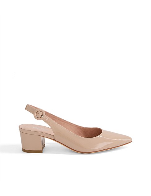 Amali Latte Patent Leather Pump Heels