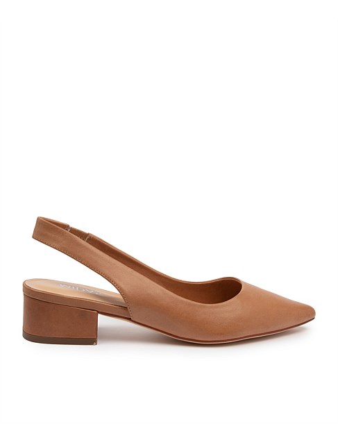 Thelma Tan Leather Sling Back Flats