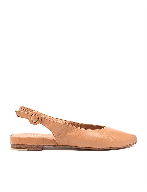 Fancy Dark Tan Leather Flat Shoes