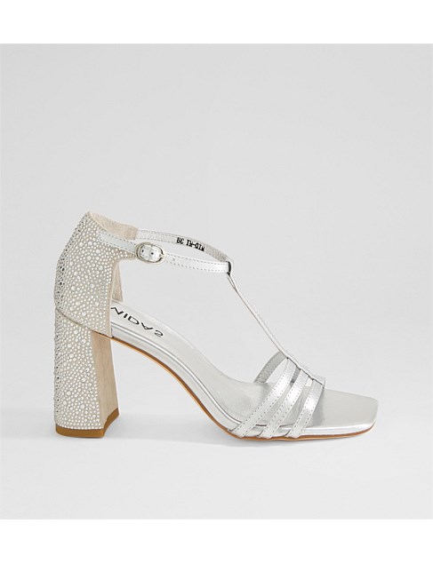 Mid Silver Jewels Leather Sandals