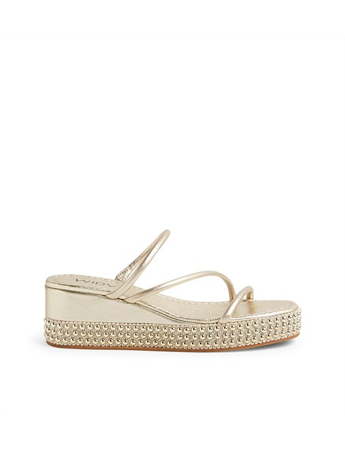 Orike Pale Gold Leather Sandals