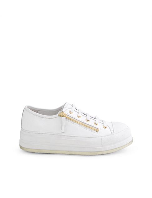 Gleeda White Leather Sneakers