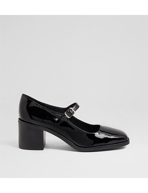 Swonn Black Patent Leather Mary Jane Heels