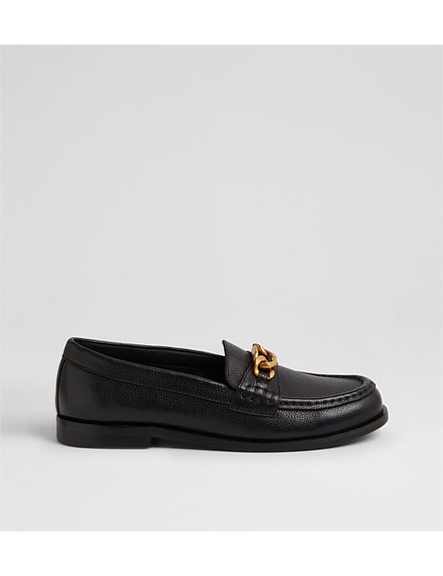 Quilm Black Tumble Leather Loafers