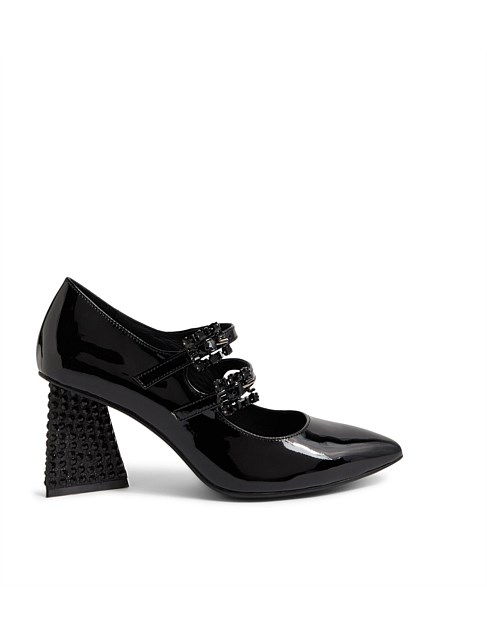 Lucey Black Patent Leather Mary Jane Heels