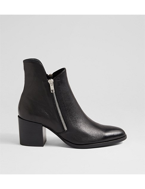 Zeth Black Leather Ankle Boots