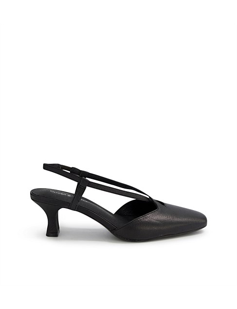 Cadman Black Leather Heels