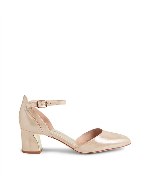 Jillie Nude Shimmer Leather Heels