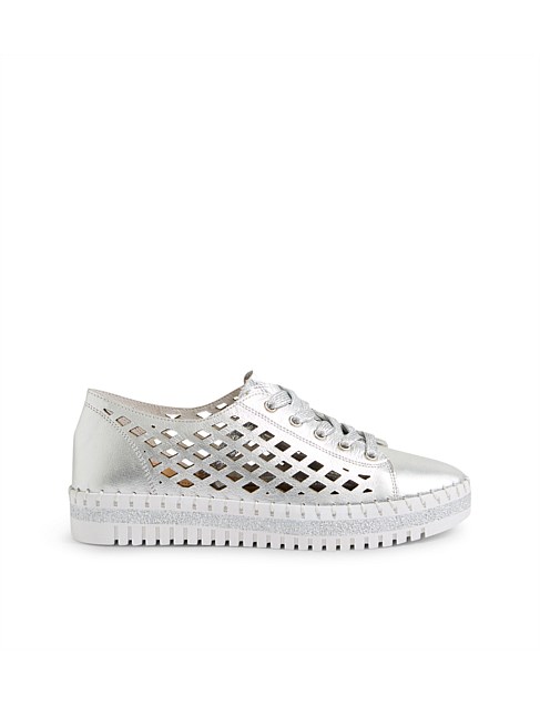 MANDLE SILVER LEATHER SNEAKERS