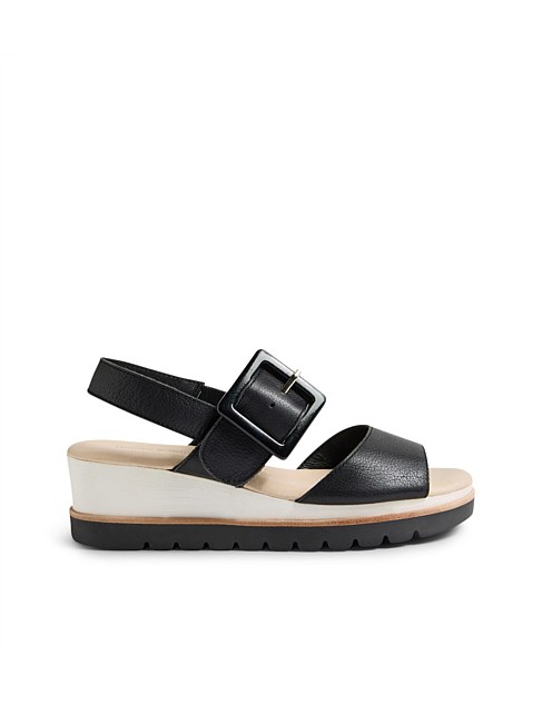 WACIE BLACK LEATHER SANDALS