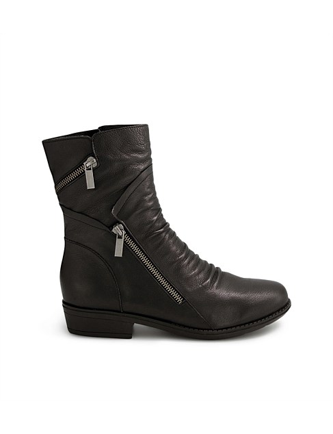 Renu Black Leather Ankle Boots